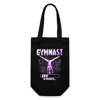 Gymnastik Geschenk Mädchen Turnerin - Geschenkbeutel für Flaschen - Schwarz - Vorne