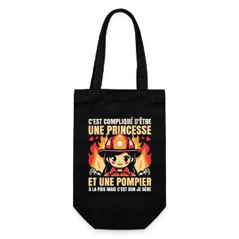 Princess And Fireman Both Funny Female Firefighter - Gift Bag for Bottles - black - Front