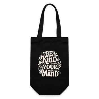 Be kind to your mind positive self talk - Gift Bag for Bottles - black - Front