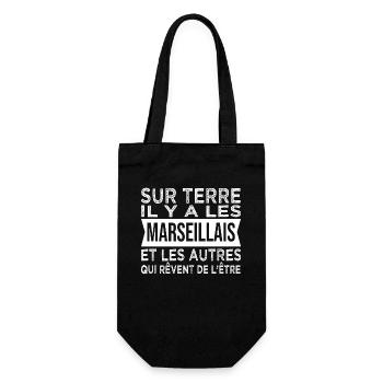 sur terre il y a les Marseillais Humour Marseille - Sac à bouteille - noir - Devant
