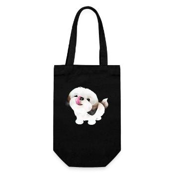 Shih Tzu Hund - Geschenkbeutel für Flaschen - Schwarz - Vorne