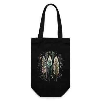 Colorful Feathers, Boho, Ethnic, Style, Indian, Pattern - Gift Bag for Bottles - black - Front