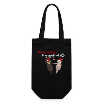 Loutre de Noël mignonne / Loutre de Motif de Noël - Sac à bouteille - noir - Devant