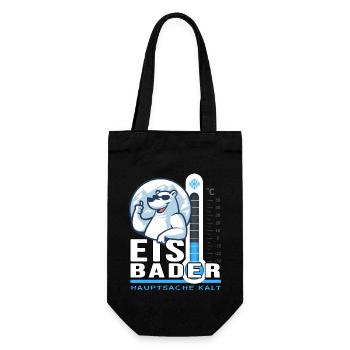 Eisbader Eisbär Winterschwimmen Minusgrad Frost - Geschenkbeutel für Flaschen - Schwarz - Vorne