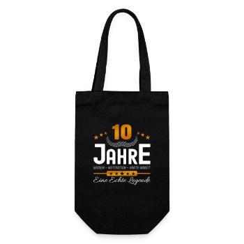 10. Jubiläum - Firmenjubiläum - Geschenkbeutel für Flaschen - Schwarz - Vorne