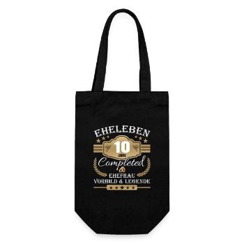 Hochzeitstag Partnerlook - 10 Jahre Eheleben - Geschenkbeutel für Flaschen - Schwarz - Vorne