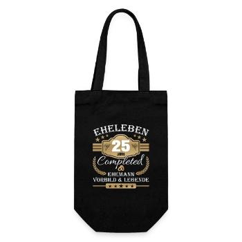 Hochzeitstag Partnerlook - 25 Jahre Eheleben - Geschenkbeutel für Flaschen - Schwarz - Vorne