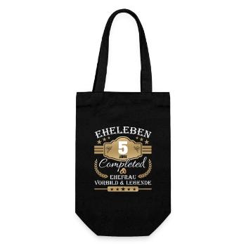 Hochzeitstag Partnerlook - 5 Jahre Eheleben - Geschenkbeutel für Flaschen - Schwarz - Vorne