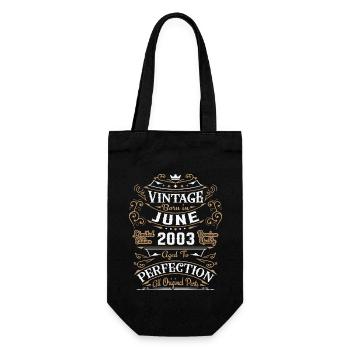 Vintage Juni 2003, Retro Geburtstagsgeschenk - Geschenkbeutel für Flaschen - Schwarz - Vorne