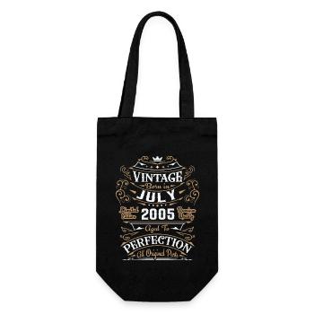 Jahrgang Juli 2005, Retro-Geburtstagsgeschenk - Geschenkbeutel für Flaschen - Schwarz - Vorne