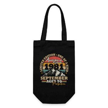 September 1981 Vintage Retro Geburtstagsgeschenk - Geschenkbeutel für Flaschen - Schwarz - Vorne