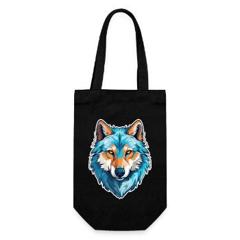 Wolf Kostüm blauer Wolfskopf Werwolf und - Geschenkbeutel für Flaschen - Schwarz - Vorne