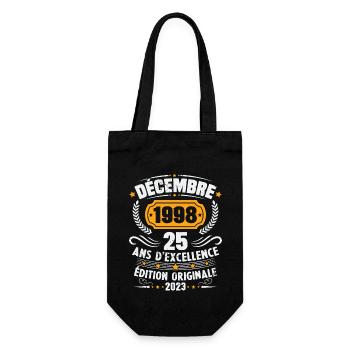 Vintage Décembre 1998 Cadeau d Anniversaire 25 Ans - Sac à bouteille - noir - Devant