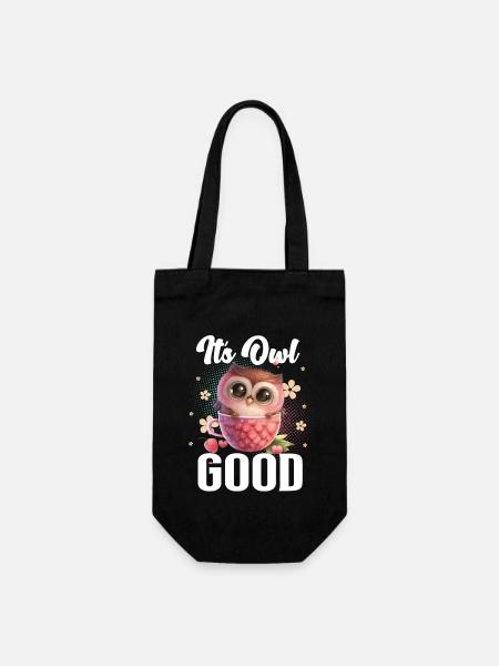 Eule Eulen Its Owl Good - Geschenkbeutel für Flaschen - Schwarz