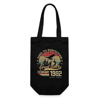 42 Jahre alt, Aged to Perfection, geboren im Februar 1982 - Geschenkbeutel für Flaschen - Schwarz - Vorne