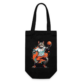 Handball Cat Ball Sports Streetwear Style - Gift Bag for Bottles - black - Front