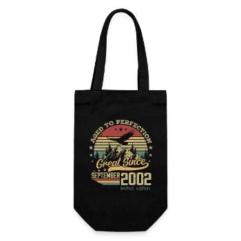 22 years old Aged to Perfection born: September 2002 - Gift Bag for Bottles - black - Front