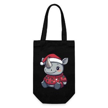 Nashorn Weihnachten - Geschenkbeutel für Flaschen - Schwarz - Vorne