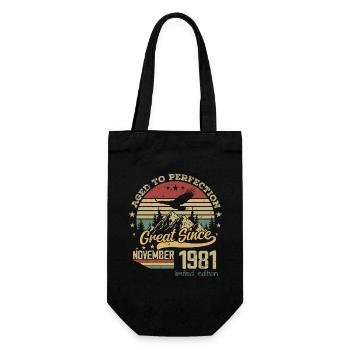 43 Jahre alt Bis zur Perfektion gealtert geboren: November 1981 - Geschenkbeutel für Flaschen - Schwarz - Vorne