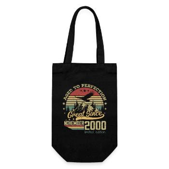 24 years Old Aged to Perfection born: November 2000 - Gift Bag for Bottles - black - Front