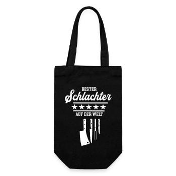 Bester Schlachter Schlachterei Metzger Meister - Geschenkbeutel für Flaschen - Schwarz - Vorne