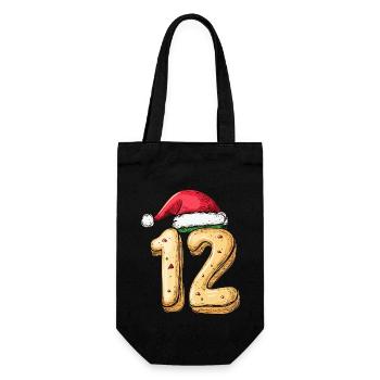 12 Number Christmas Biscuit - Gift Bag for Bottles - black - Front