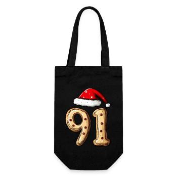 91 Number Christmas Cookie - Gift Bag for Bottles - black - Front