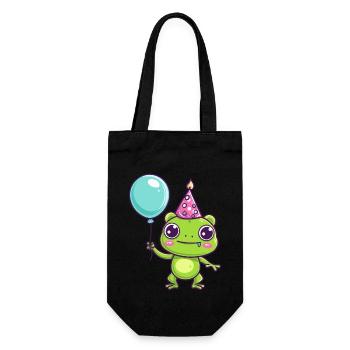 Frog Birthday Comic Cute - Gift Bag for Bottles - black - Front