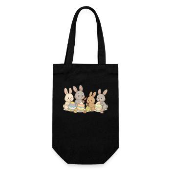 Les amis lapins peignent des œufs de Pâques - Sweet Easter design - Sac à bouteille - noir - Devant