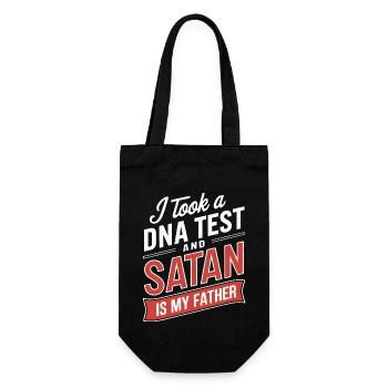 Habe einen DNA-Test gemacht: Satan ist mein Vater! - Geschenkbeutel für Flaschen - Schwarz - Vorne