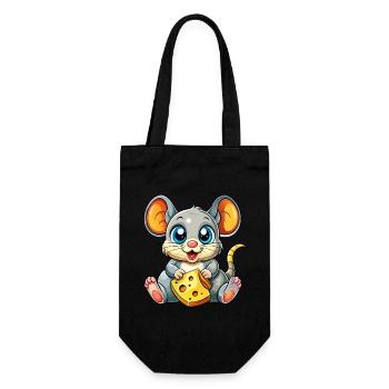 Cheese Loving Mouse - Gift Bag for Bottles - black - Front