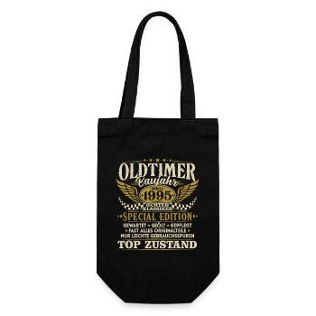 Oldtimer Baujahr 1995 Jahrgang Geburtstag Geschenk - Geschenkbeutel für Flaschen - Schwarz - Vorne