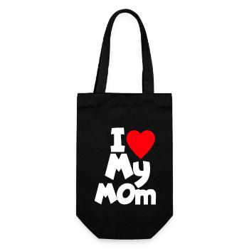I Love My Mom - Geschenkbeutel für Flaschen - Schwarz - Vorne