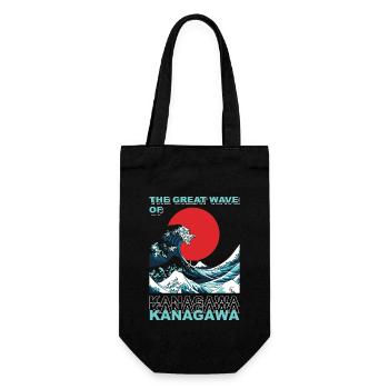 The Great Wave of Kanagawa Japan - Geschenkbeutel für Flaschen - Schwarz - Vorne