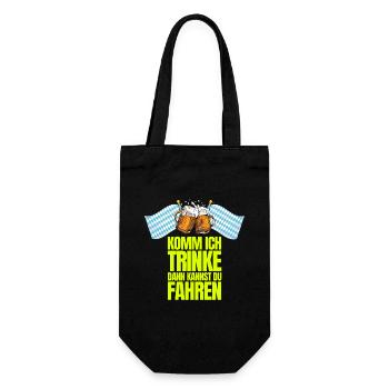 Komm ich trinke dann kannst du fahren - Geschenkbeutel für Flaschen - Schwarz - Vorne