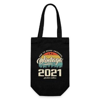 Vintage-Geburtstagsgeschenk im Retro-Stil 2021 - Geschenkbeutel für Flaschen - Schwarz - Vorne