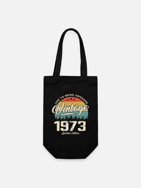 Vintage 1973 Cadeau Anniversaire Style Rétro 1973 - Sac à bouteille - noir