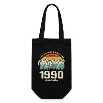 Vintage, 1990er Jahre, Retro-Stil, Jubiläumsgeschenk 1990er Jahre - Geschenkbeutel für Flaschen - Schwarz - Vorne