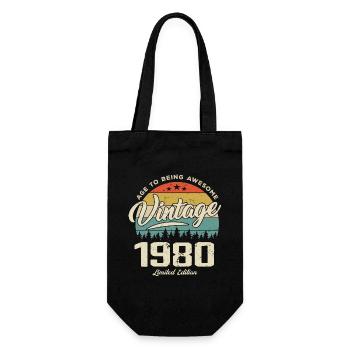 Vintage, 1980er Jahre, Retro-Stil, Jubiläumsgeschenk 1980er Jahre - Geschenkbeutel für Flaschen - Schwarz - Vorne