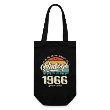 Jahrgang 1966 Retro-Stil Jubiläumsgeschenk 1966 - Geschenkbeutel für Flaschen - Schwarz - Vorne