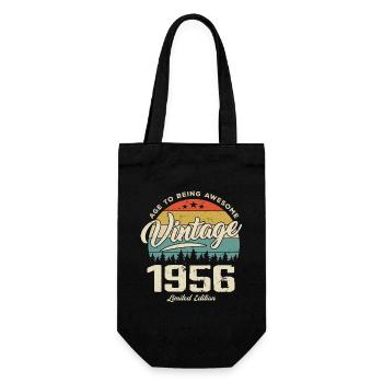 Jahrgang 1956 Retro-Stil Jubiläumsgeschenk 1956 - Geschenkbeutel für Flaschen - Schwarz - Vorne