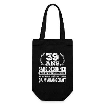 39 Ans Sans Déconner Cadeau D'anniversaire 39ans - Sac à bouteille - noir - Devant