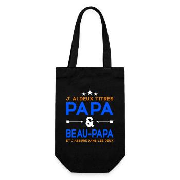 J'ai Deux Titres Papa et Beau-papa Fête des Pères - Sac à bouteille - noir - Devant