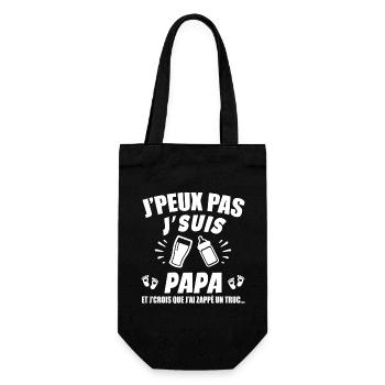 Ich kann nicht, ich bin Papa (Windel) - Geschenkbeutel für Flaschen - Schwarz - Vorne