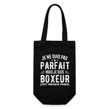 Nicht perfekt, aber Boxer - Geschenkbeutel für Flaschen - Schwarz - Vorne