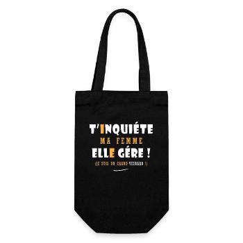 t'inquiéte ma femme elle gére humour couple - Sac à bouteille - noir - Devant