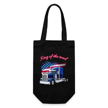 US LKW Amerika mit Flagge -King of the road - Geschenkbeutel für Flaschen - Schwarz - Vorne