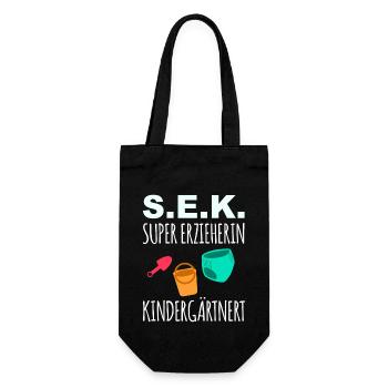 Erzieherin - Geschenkbeutel für Flaschen - Schwarz - Vorne