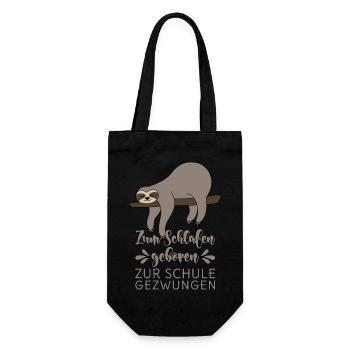 Zum Schlafen geboren Zur Schule gezwungen - Geschenkbeutel für Flaschen - Schwarz - Vorne