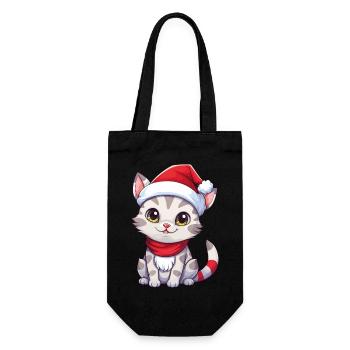 Cat Christmas Christmas Cat Cute Merry Catmas - Gift Bag for Bottles - black - Front